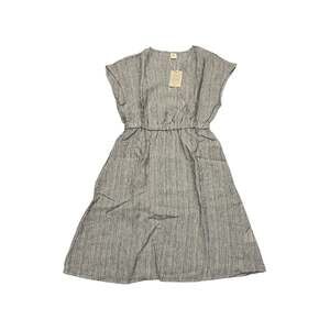 Lintico 100% Linen Striped Elastic-Waist Midi Dress ARIA Women’s Size Small
